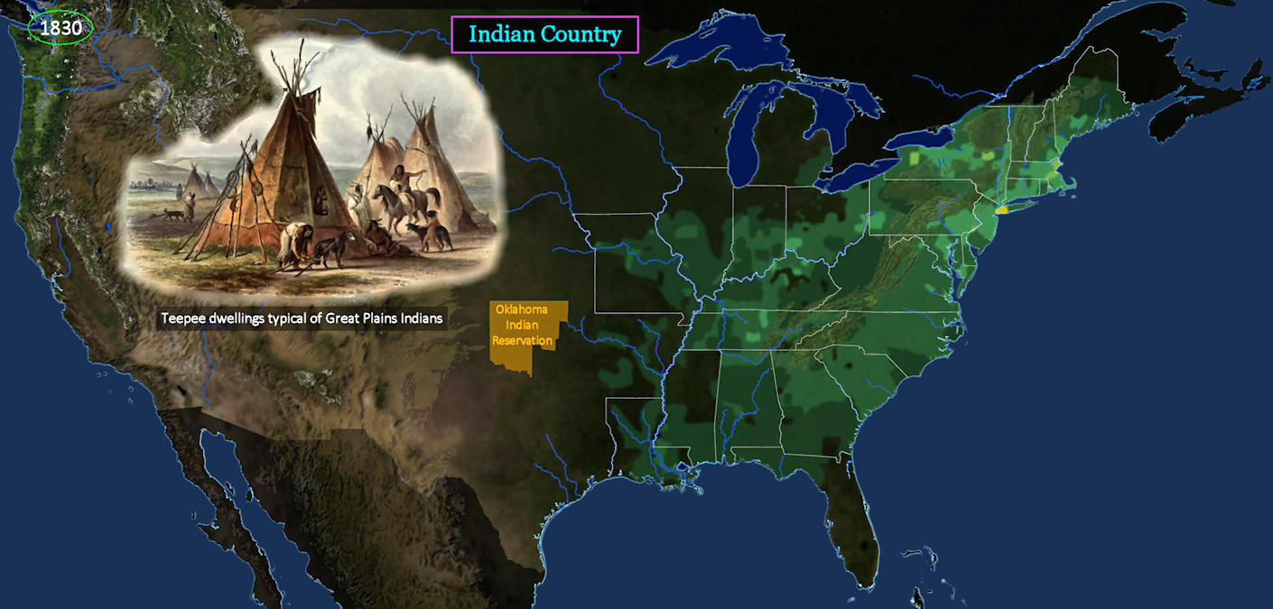 Oklahoma Indian reservation, 1830 map